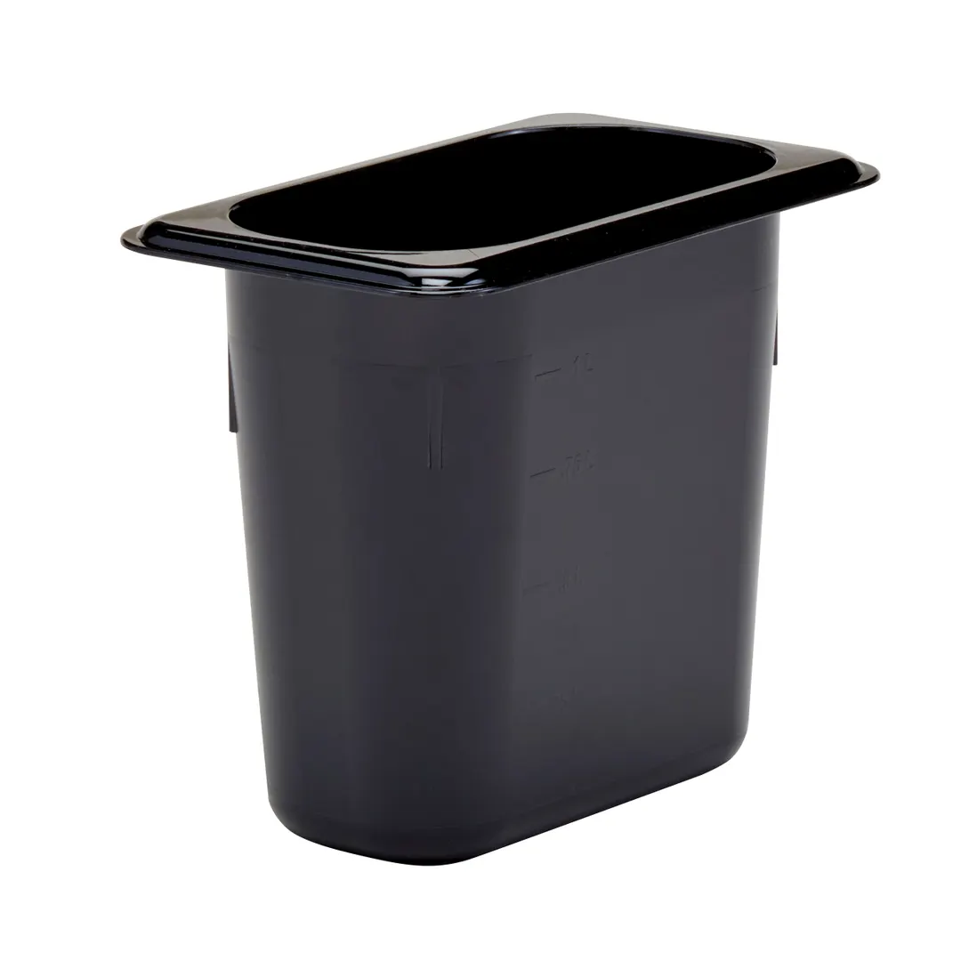 Cambro 96PHP110 H‑Pan 1/9 Size 1.4‑Quart 6″ Black Plastic Non‑Stick -40°F to 375°F NSF