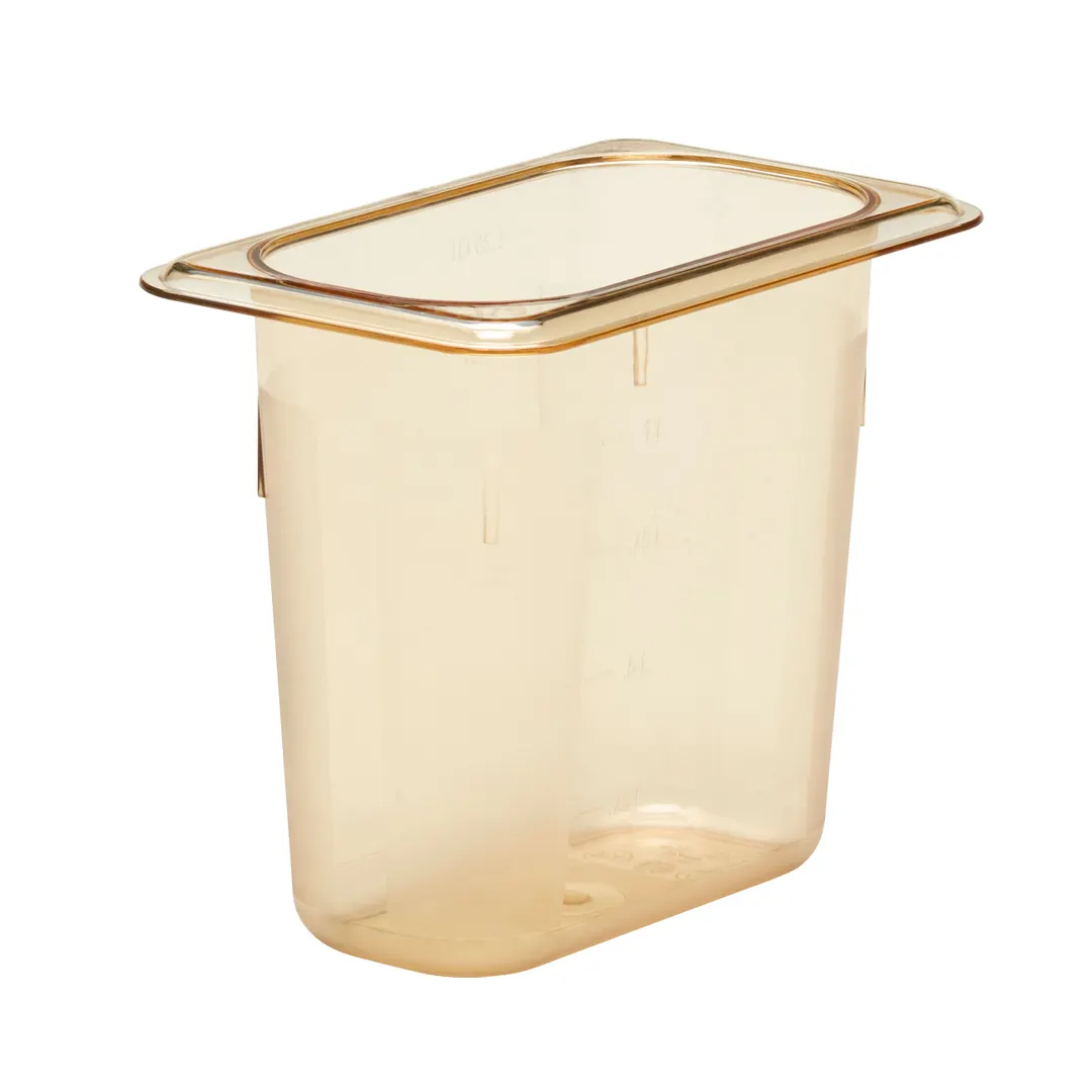 Cambro 96PHP150 1/9 Size 1.4‑Quart, 6" Deep Amber Plastic Food Pan, NSF, -40°F to 375°F