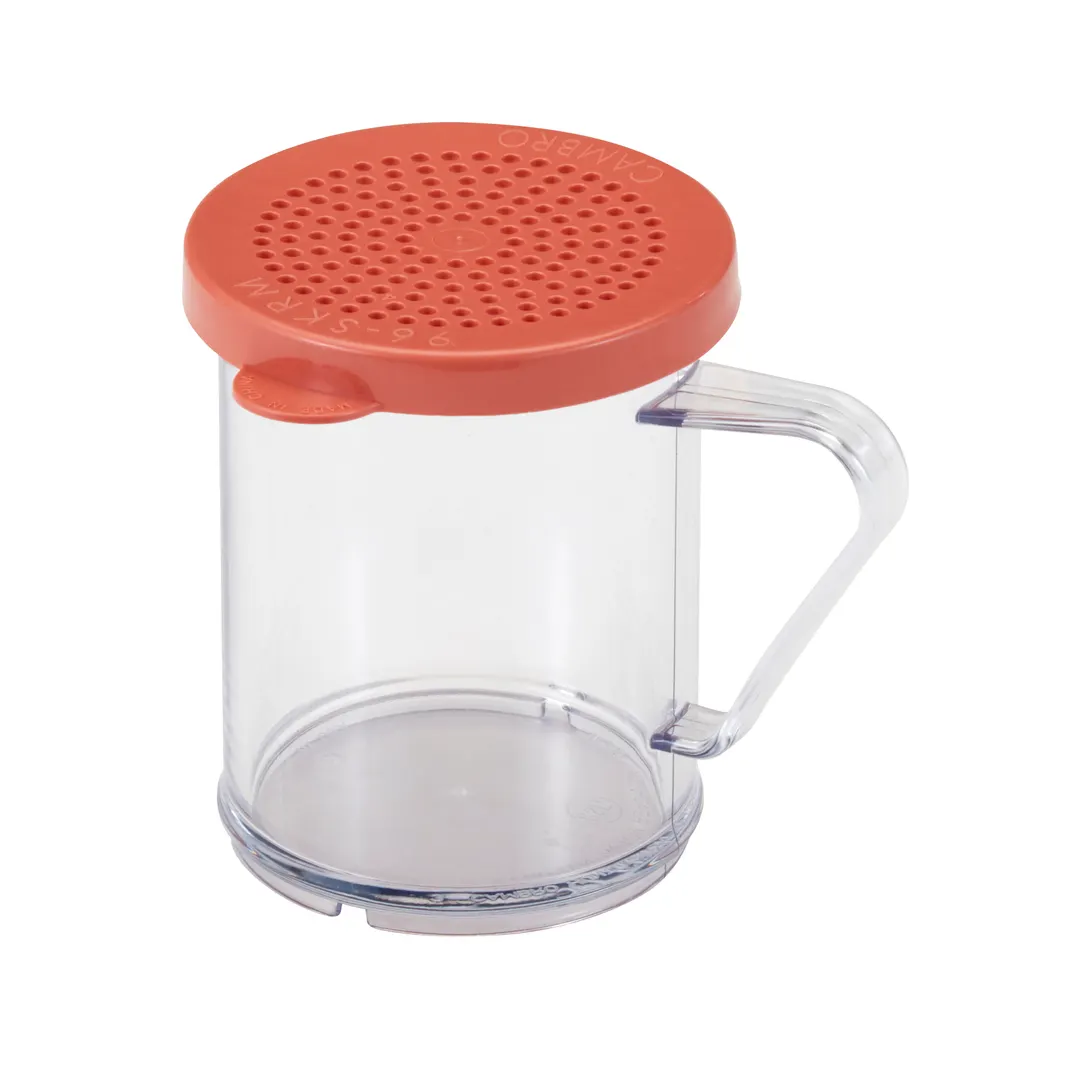 Cambro 96SKRLM408 Shaker/Dredge Lid, Polycarbonate, Red Perforated Top, Dishwasher Safe
