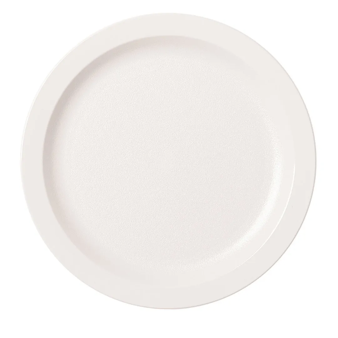 Cambro 9CWNR148 - 9" Round Plate, Narrow Rim, White Polycarbonate, 8-9", NSF Certified, Made In USA