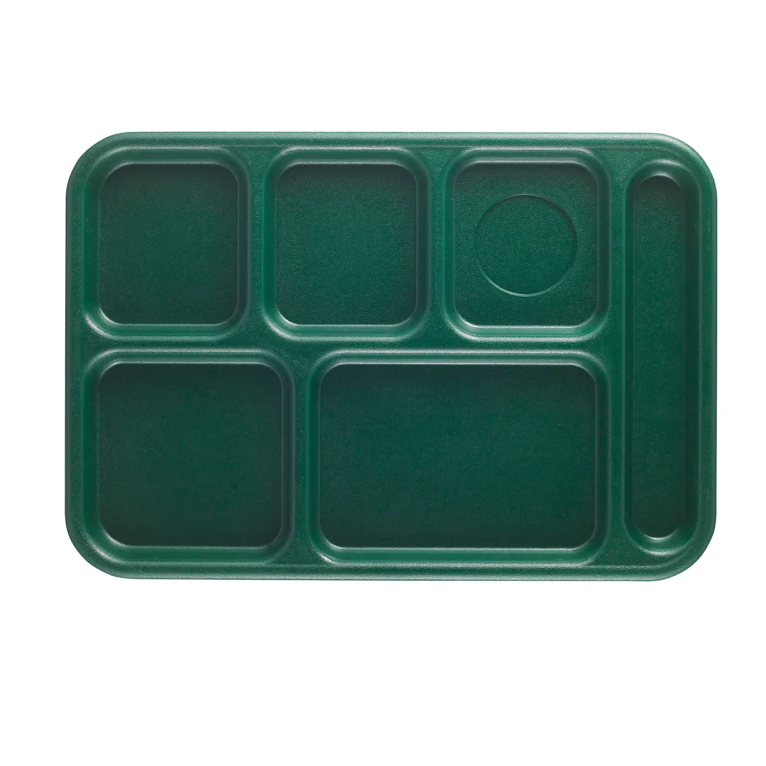 Cambro BCT1014119 6‑Comp Tray, 10" x 14½" ABS, Green, Scratch‑Resistant, Dishwasher Safe