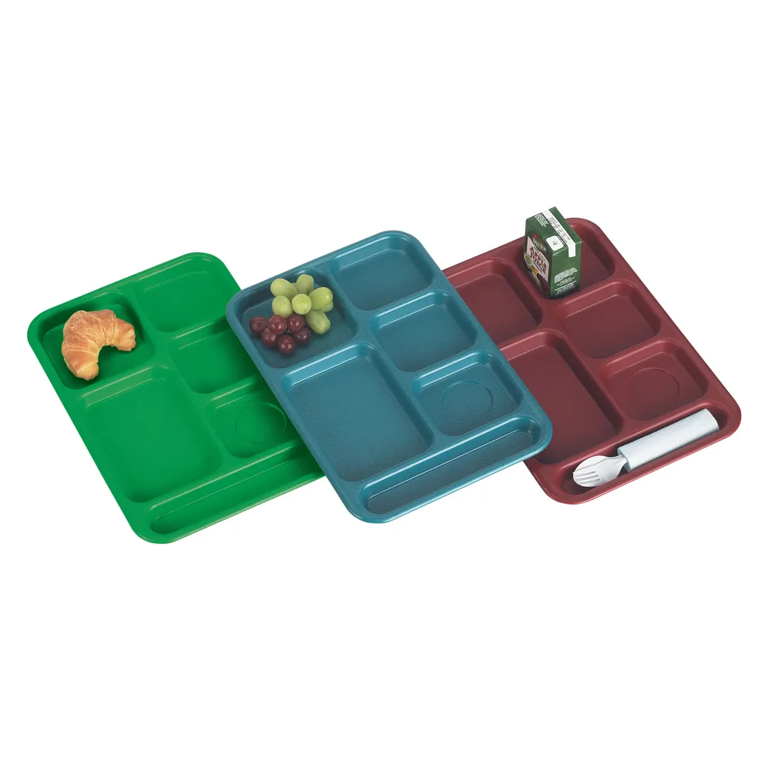 Cambro BCT1014163 - 6‑Comp Red ABS Tray, 10" x 14½", Scratch‑Resistant, Dishwasher Safe