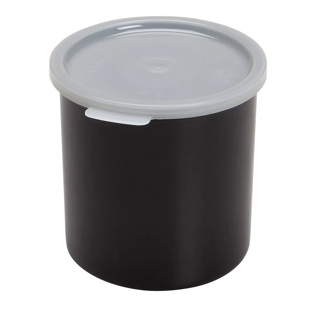 Cambro CP12110 1.2-Quart Salad Crock, 5-1/16" Dia x 5-3/16" H, Black Polypropylene, Lid, NSF