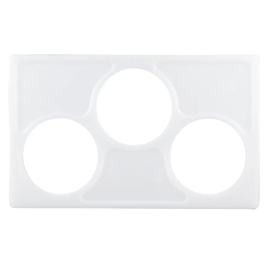 Cambro CPH3191 Crock Holder 12-7/8" x 20-7/8" Plastic Gray, 3 Round Cutouts, Holds 1.5 Qt & 2.7 Qt