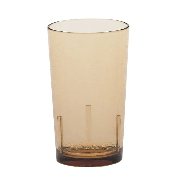 Cambro D12609 Tumbler, 12 oz Amber, 2-15/16" Diameter, Crackled SAN Plastic, Rolled Rim, USA