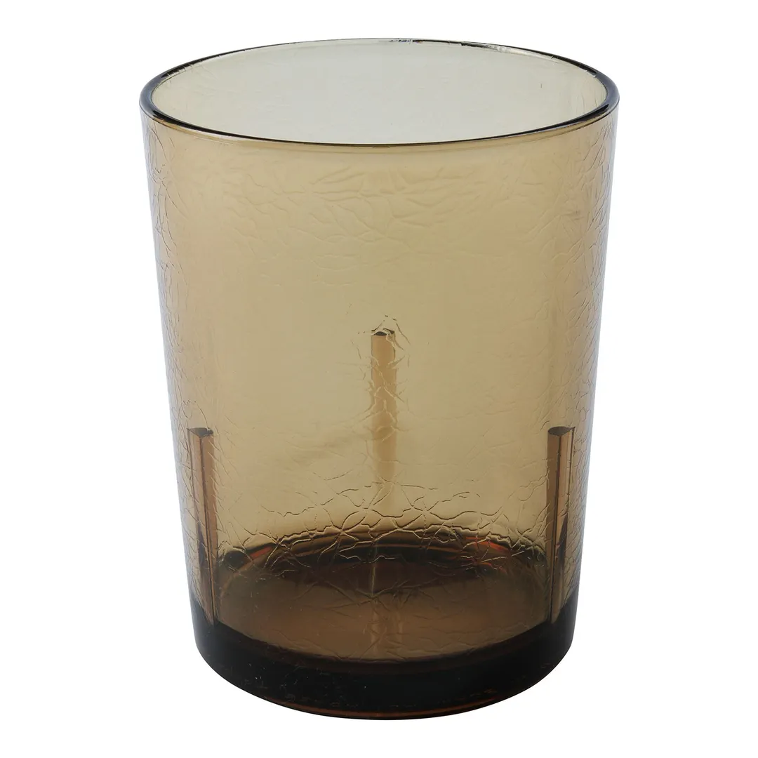 Cambro D14609 - DelMar 14 oz Tumbler, 3‑1/4" x 4‑3/16" Amber, Crackled Finish, SAN Plastic, USA