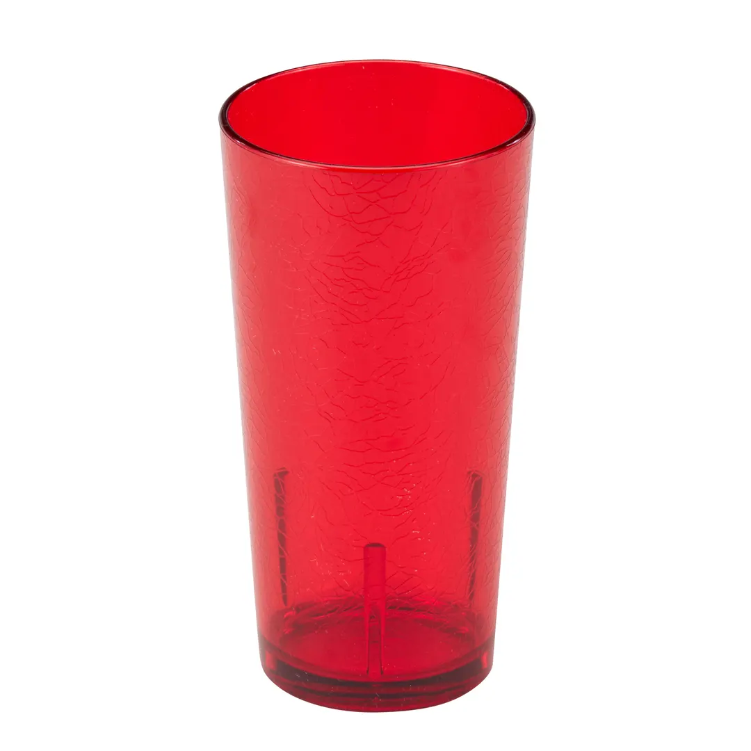 Cambro D16156 - Del Mar 16 Oz Tumbler, 3-1/16" Top, Crackled Ruby Red SAN, Made in USA