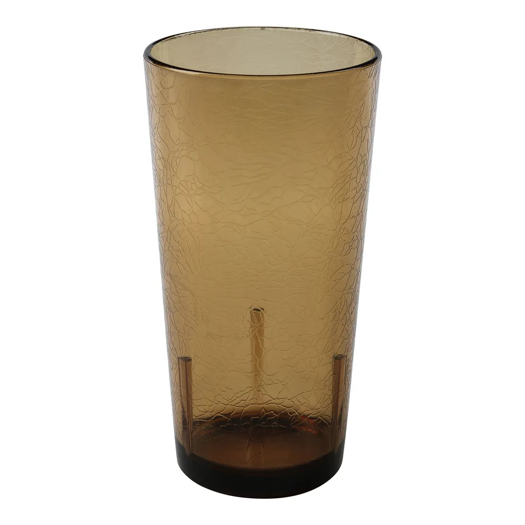 Cambro D16609 - 16 oz Tumbler, Amber Crackled Finish, SAN, 3‑1/16" Top, Rolled Rim, Made in USA