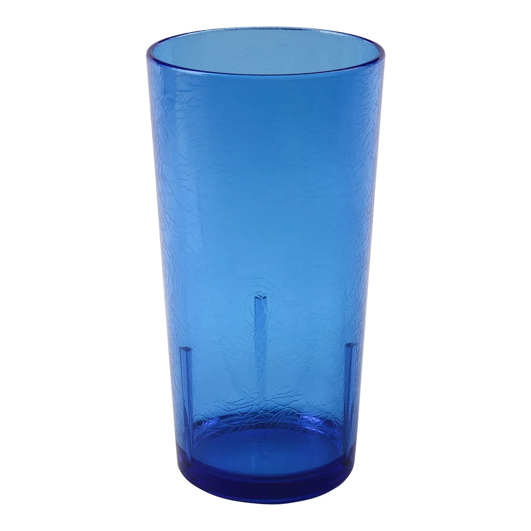 Cambro D24608 - Del Mar 24 oz Tumbler, 3‑7/16" Top Dia, Blue Crackled SAN, Rolled Rim, Stackable
