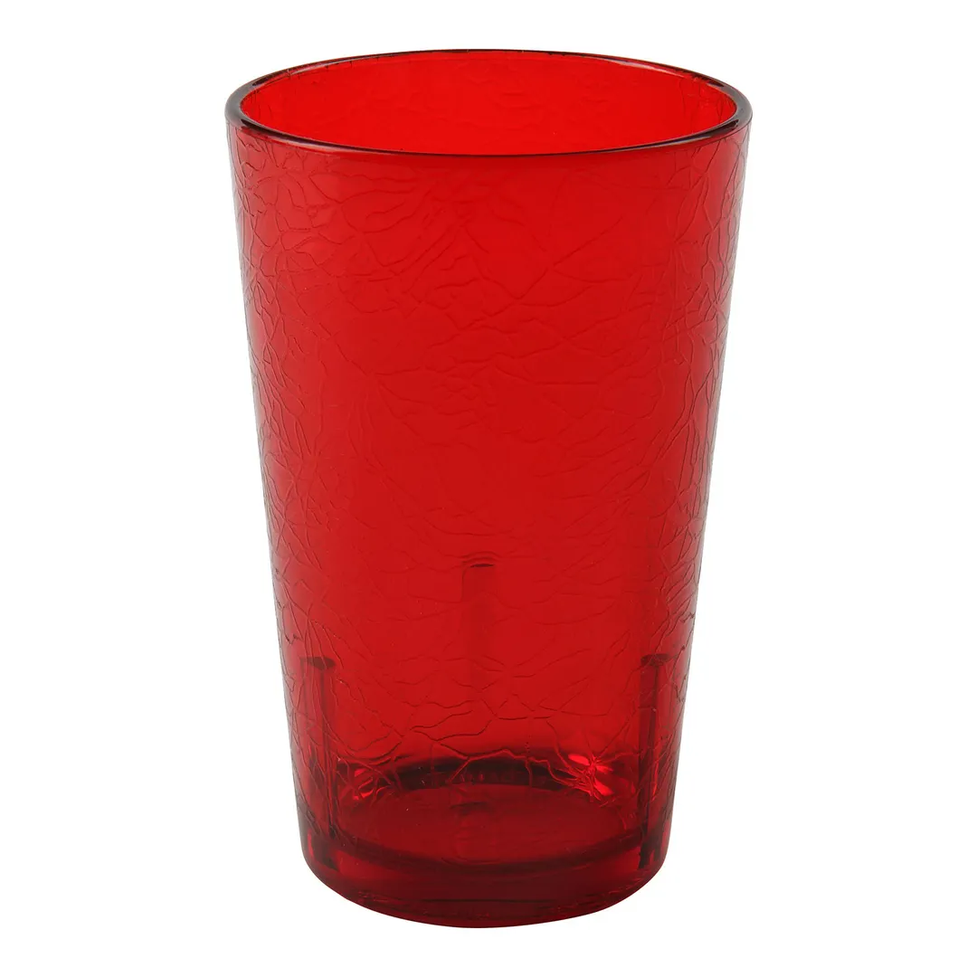 Cambro D8156 - 8 oz Ruby Red SAN Tumbler, 2-5/8" Top Dia, Crackled, Break‑Resistant, Made in USA
