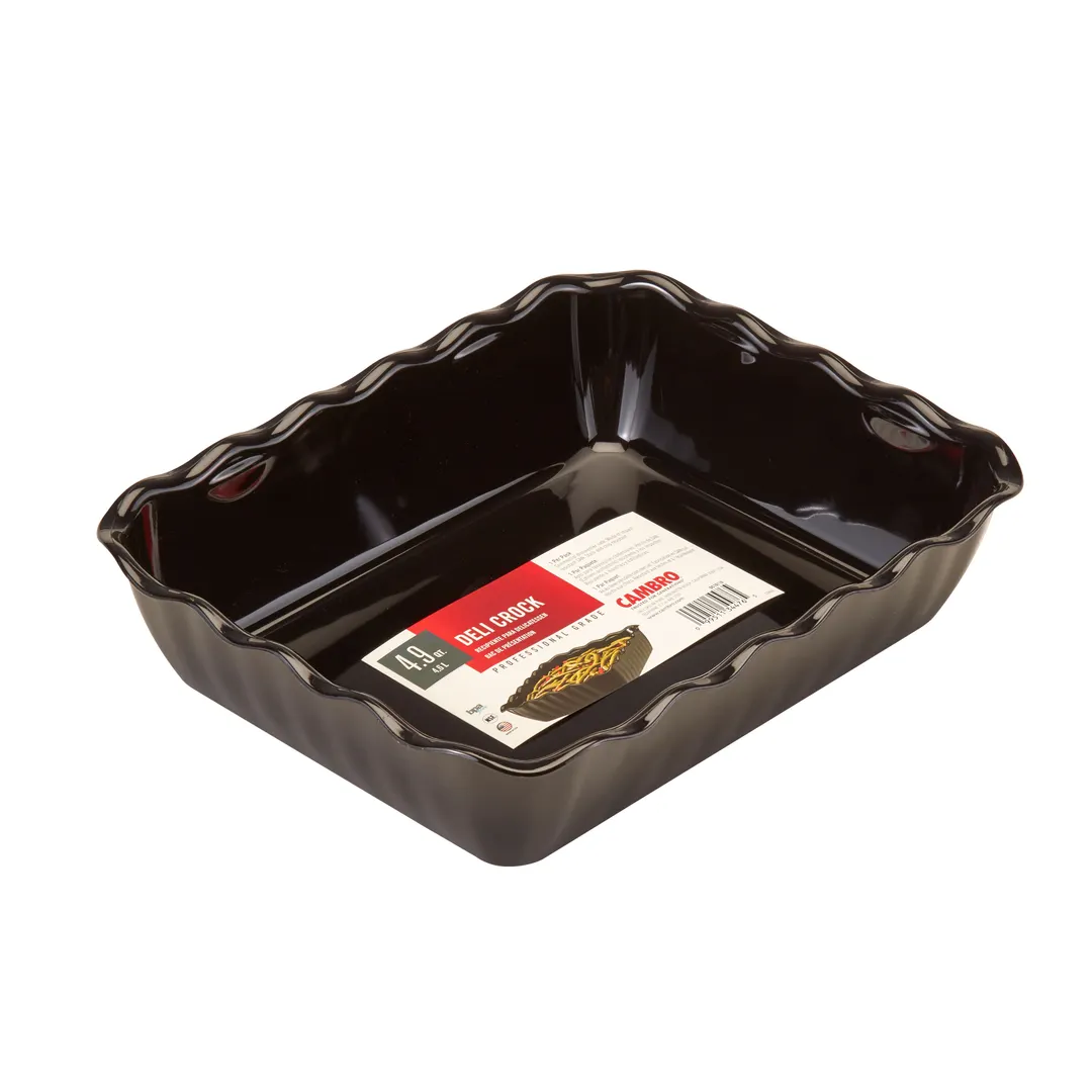 Cambro DC10110 - 4.9 Qt Deli Crock, 13-3/16" x 10-7/16" Black SAN, Impact Resistant, Made in USA