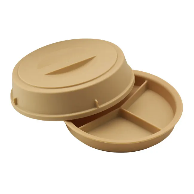Cambro HK93CW133 Base & Cover, 9½‑Inch 3‑Compartment Beige Polycarbonate, NSF, Made in USA