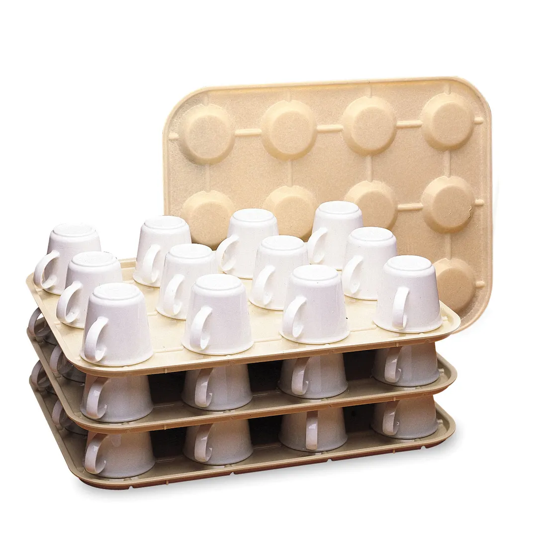 Cambro KK1200133 Kup Keeper, 13-15/16" x 17-7/8", Holds 12 Cups, Dishwasher Safe, Stackable, Regal Plastic, Beige