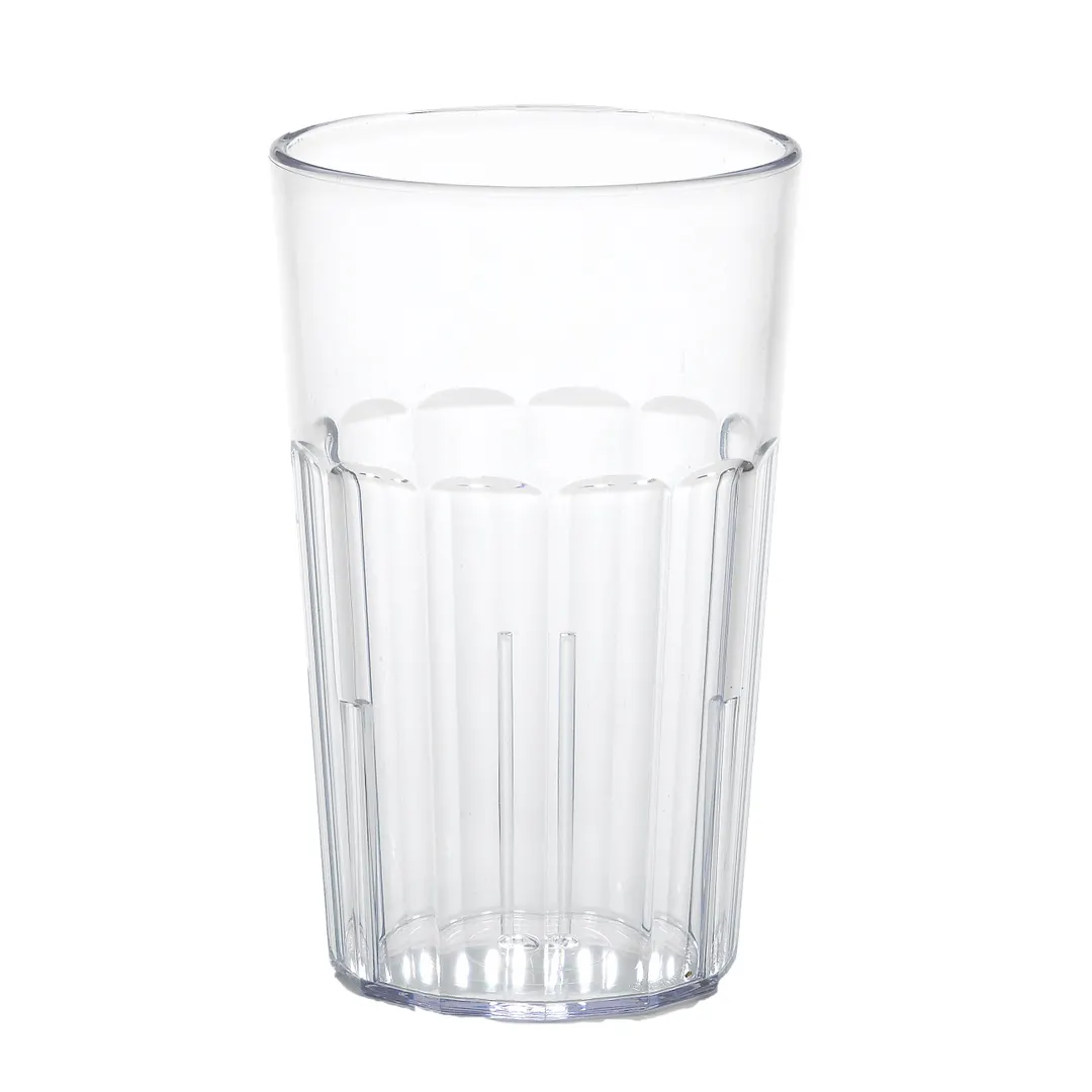 Cambro NT14152 Newport Tumbler, 14 oz Clear Fluted SAN Plastic, 3-1/8" Top Diameter, Dishwasher Safe