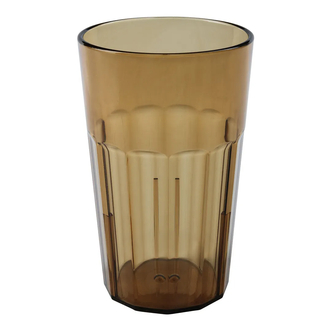 Cambro NT14153 - 14 oz Amber Fluted SAN Tumbler, 3‑1/8" Top Dia, Dishwasher Safe, Made in USA