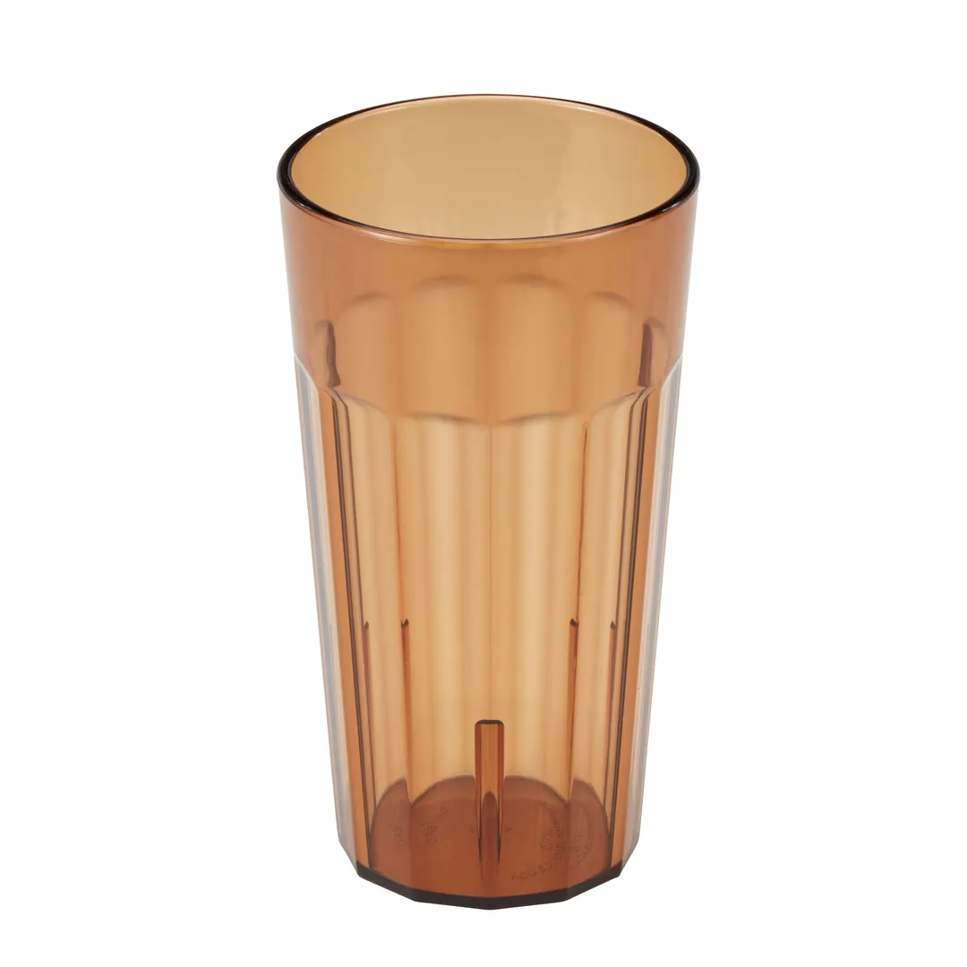 Cambro NT20153 Newport Tumbler, 22 oz Amber Fluted SAN Plastic, 3-7/16" Top Dia, Dishwasher Safe
