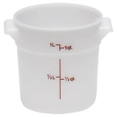 Cambro RFS1148 Round 1-Quart Container, 6-1/16" Dia x 5" H, Natural White Polyethylene, NSF