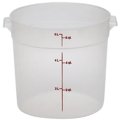 Cambro RFS6PP190 Round 6 Qt Storage Container, 9.94" Dia x 7.94"H, Translucent Polypropylene, No Lid