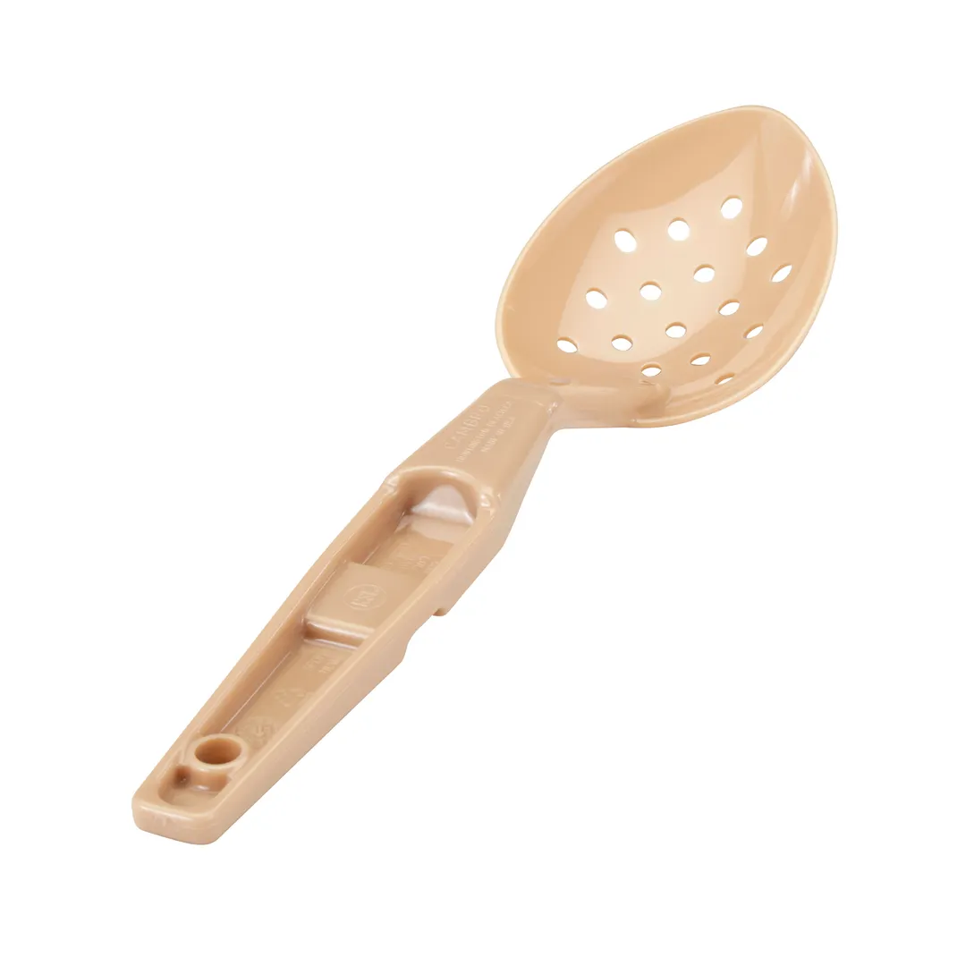 Cambro SPOP11CW133 - 11" Perforated Spoon, Beige Plastic, Notched/Hanging Hole, NSF