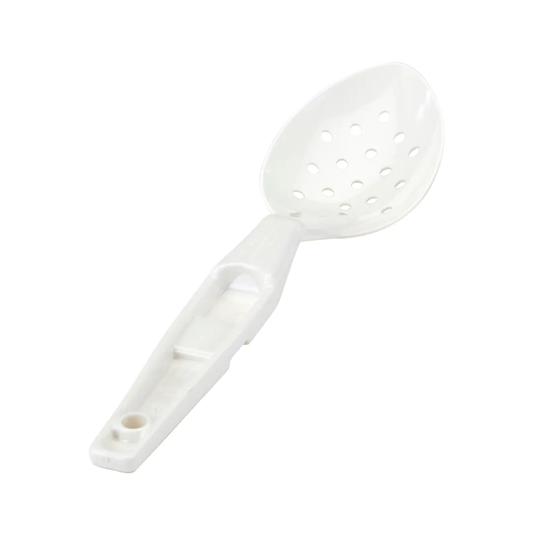 Cambro SPOP11CW148 - 11" White Plastic Serving Spoon, Perforated, Notched, Hole, NSF