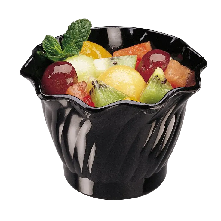 Cambro SRB5110 Swirl Bowl, 5 oz (3 in) Diameter, Break-Resist SAN Plastic, Black, USA Made - 24/Case
