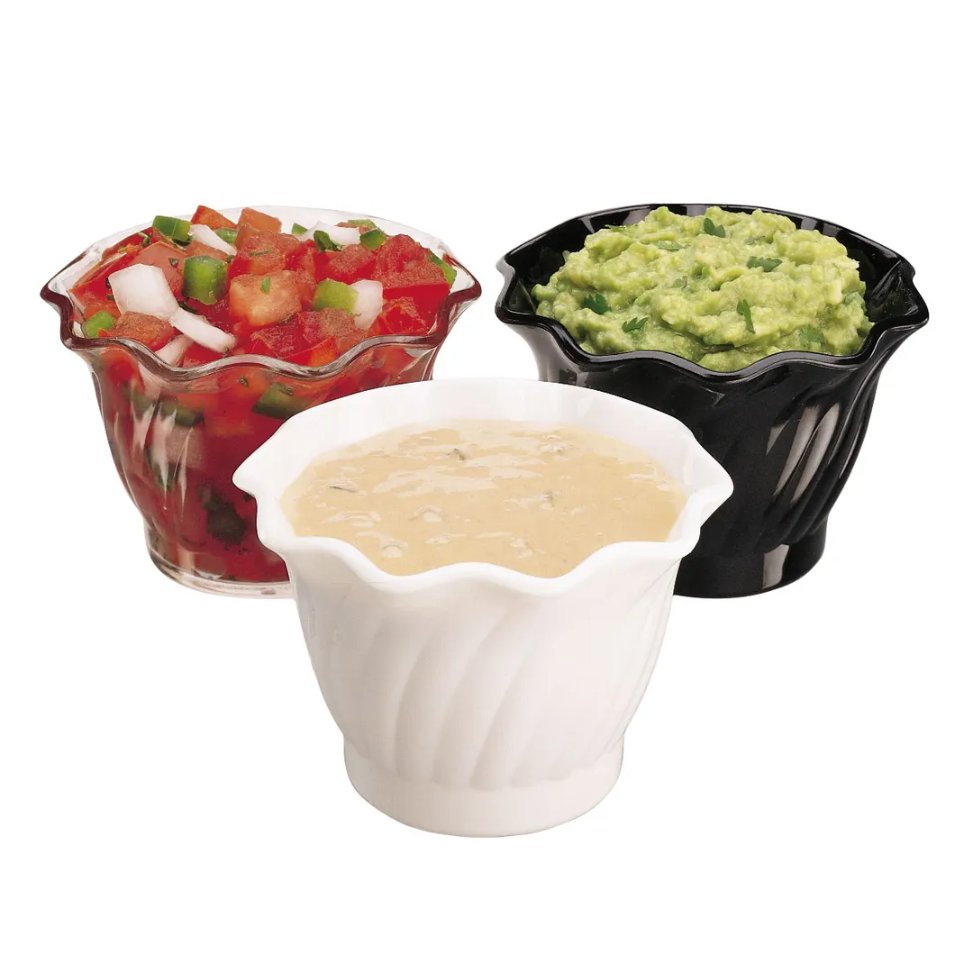 Cambro SRB5CW148 Swirl Plastic Soup Salad Bowl, 5 oz (3 in) White Camwear® Polycarbonate, - 24/Case