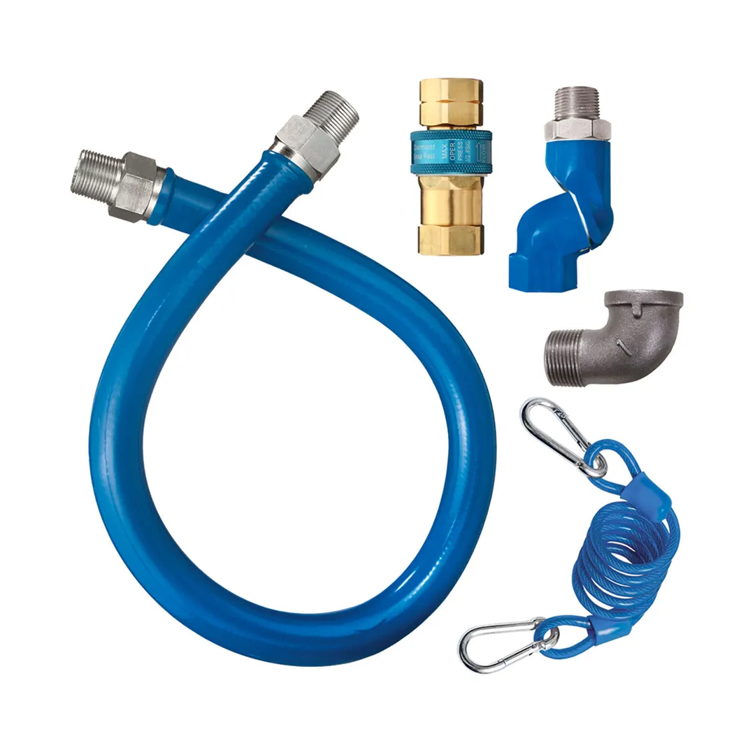 Dormont 1650BPQSR48 SnapFast 48" Gas Connector Kit, One Swivel, Restraining Cable, 1/2" Diameter