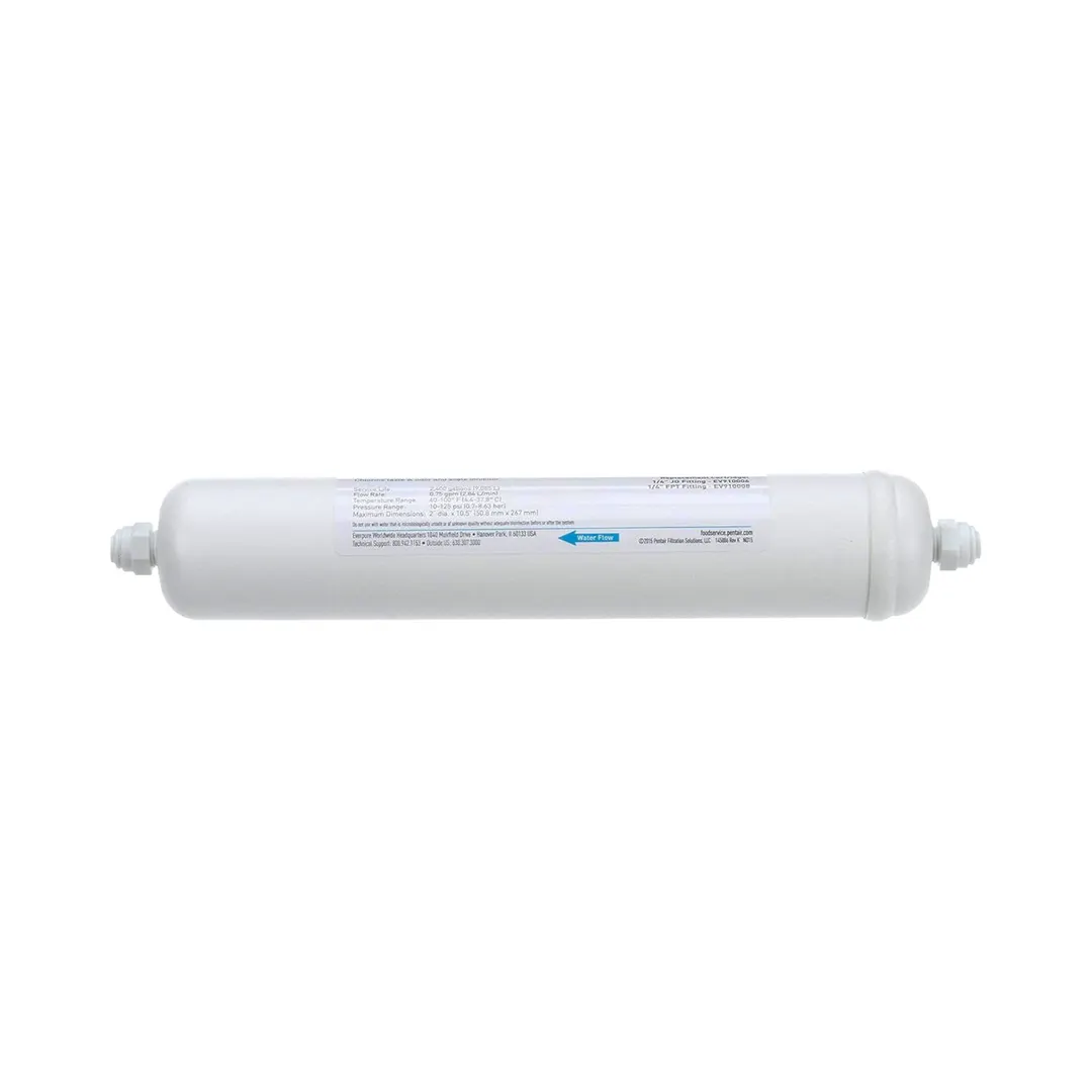 Everpure EV910006 IN-10 In-Line Water Filtration System with 1/4" JG Fitting, 0 .75 GPM, 2,400 Gallons