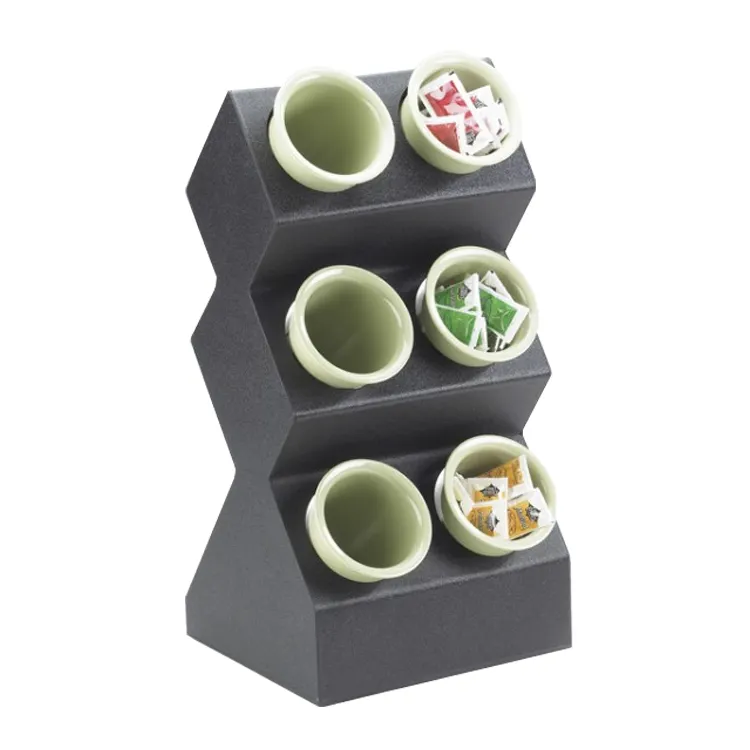 Cal-Mil 1016-6 3-Tier Utensil Holder Display, 11x8x20, 6 Compartments, ABS Plastic, Black