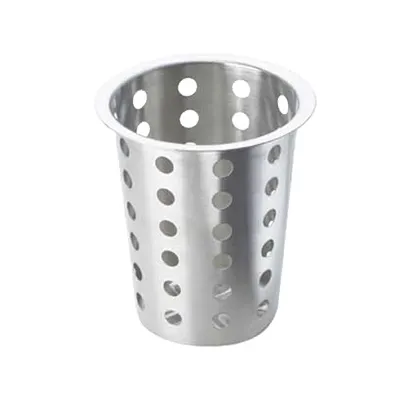 Cal-Mil 1017-39 Stainless Steel Cutlery Cylinder, 5-1/2" H, 4-1/2" Dia., Perforated, Silver, BPA Free Utensil Holder