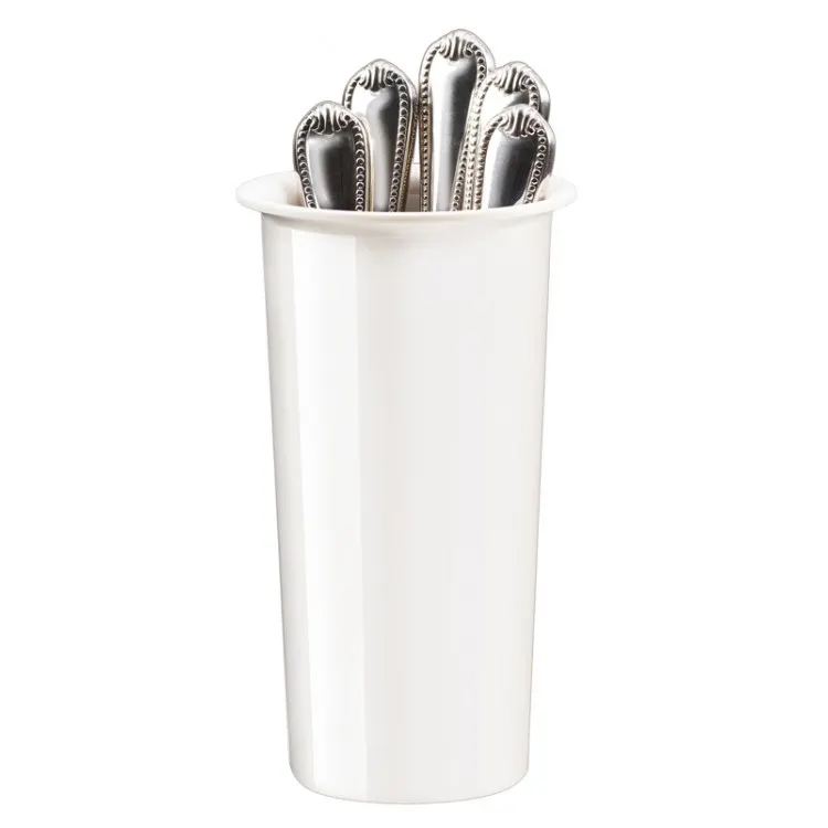 Cal-Mil 1017-8-15 Extra Deep White Melamine Cutlery Cylinder Utensil Holder, 8" H, 4-1/2" Dia., BPA Free