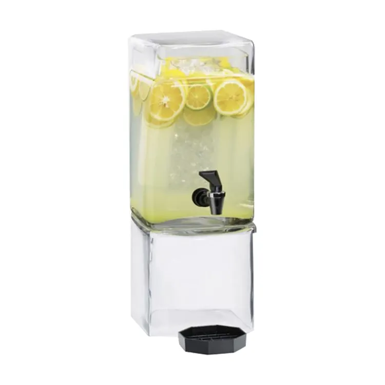 Cal-Mil 1112-1 1-1/2‑Gallon Glass Beverage Dispenser, 7.25"W x 9.25"D x 18.5"H, Ice Chamber