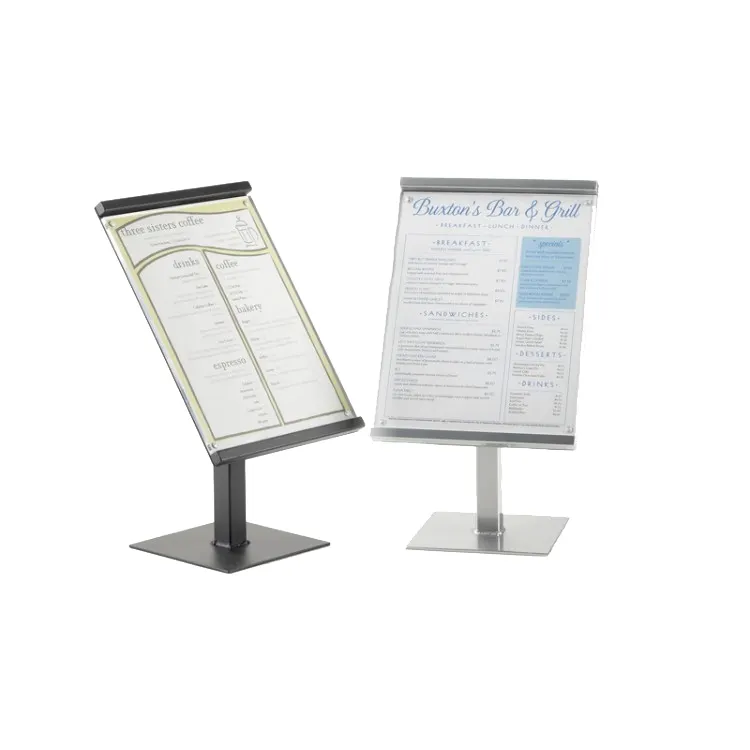 Cal-Mil 1153-15-13 Stand, 8-3/4" x 8-3/4" x 15-1/2" H, Fits 8-1/2" x 11" Card, Black Metal Front