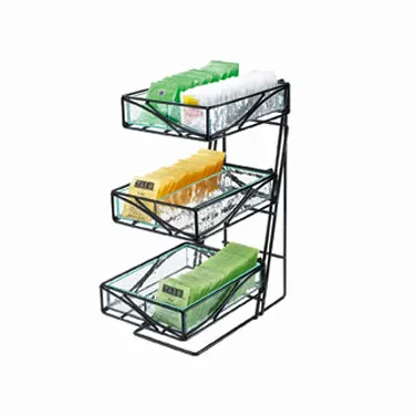 Cal-Mil 1235-TEA Glacier Tea Center, 7.5"W X 14.5"D X 18"H, 3-Tier, Removable Acrylic Bins