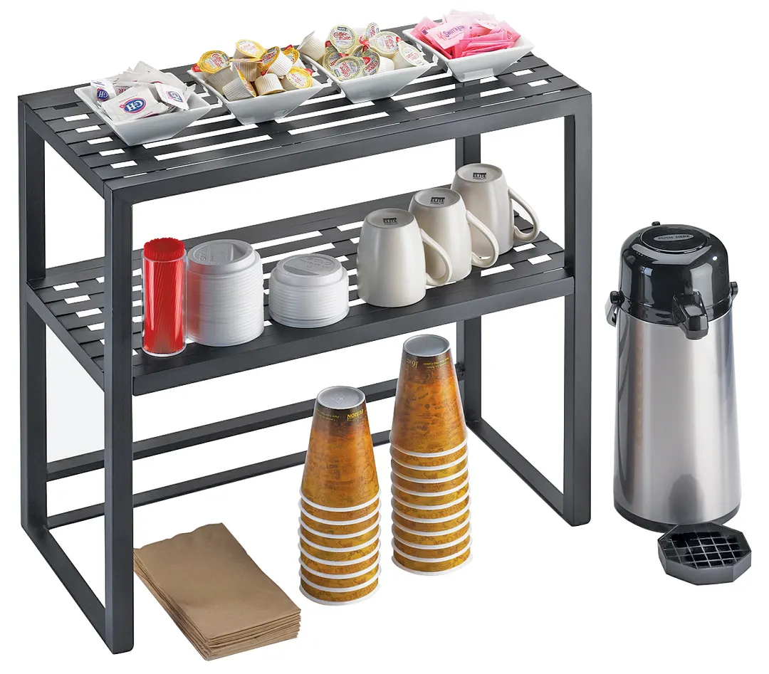 Cal-Mil 1254 Mission Shelf Riser, 24"W X 12"D X 24"H, 2-Tier, Black Frame