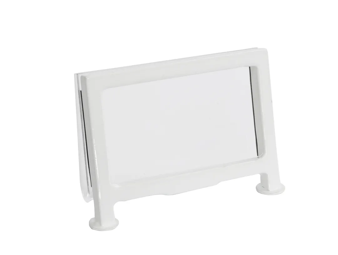 Cal-Mil 1262-15 Clear Acrylic Card Holder, 3.5" x 2"H, Iron Frame, White Finish