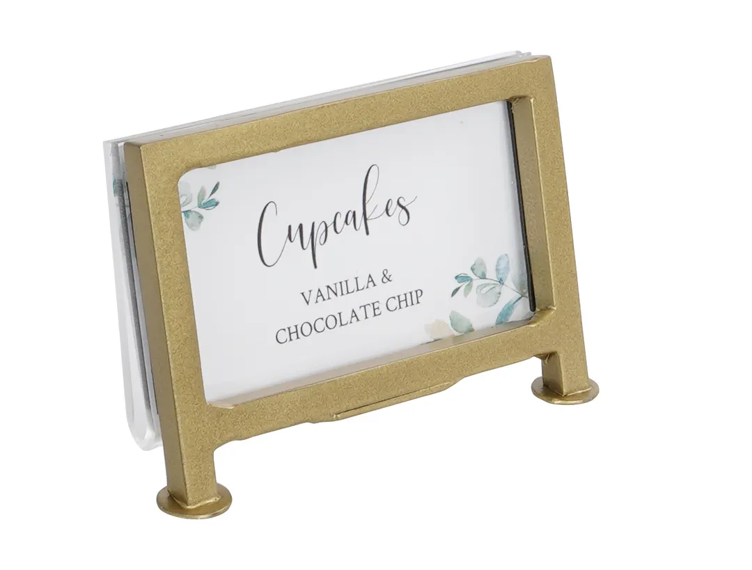 Cal-Mil 1262-90 Card Holder, 3.5" X 2"H, Clear Acrylic With Iron Frame, Gold Finish