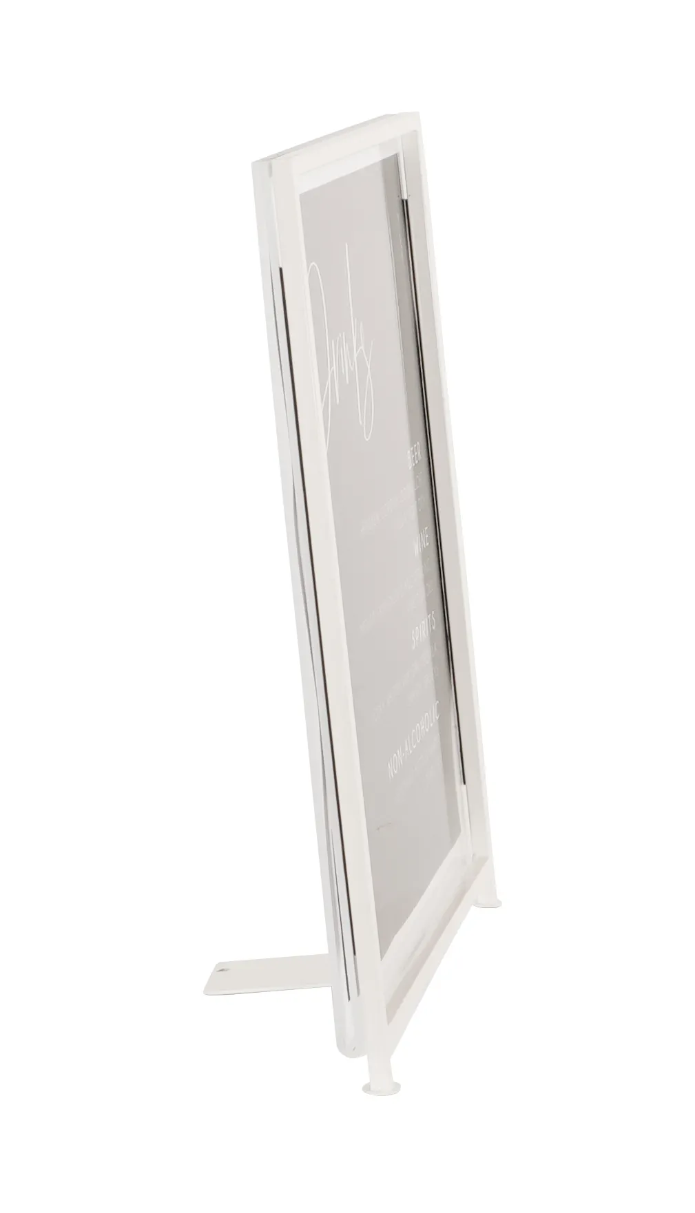 Cal-Mil 1264-15 Sign Holder – 8.5" x 11" Acrylic with Black Iron Frame, White Finish, Menu Display