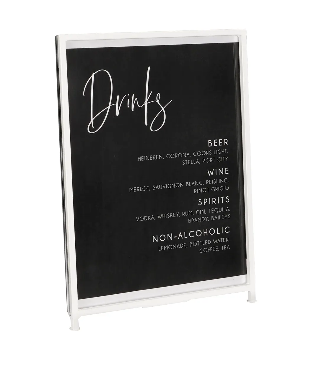 Cal-Mil 1264-15 Sign Holder – 8.5" x 11" Acrylic with Black Iron Frame, White Finish, Menu Display