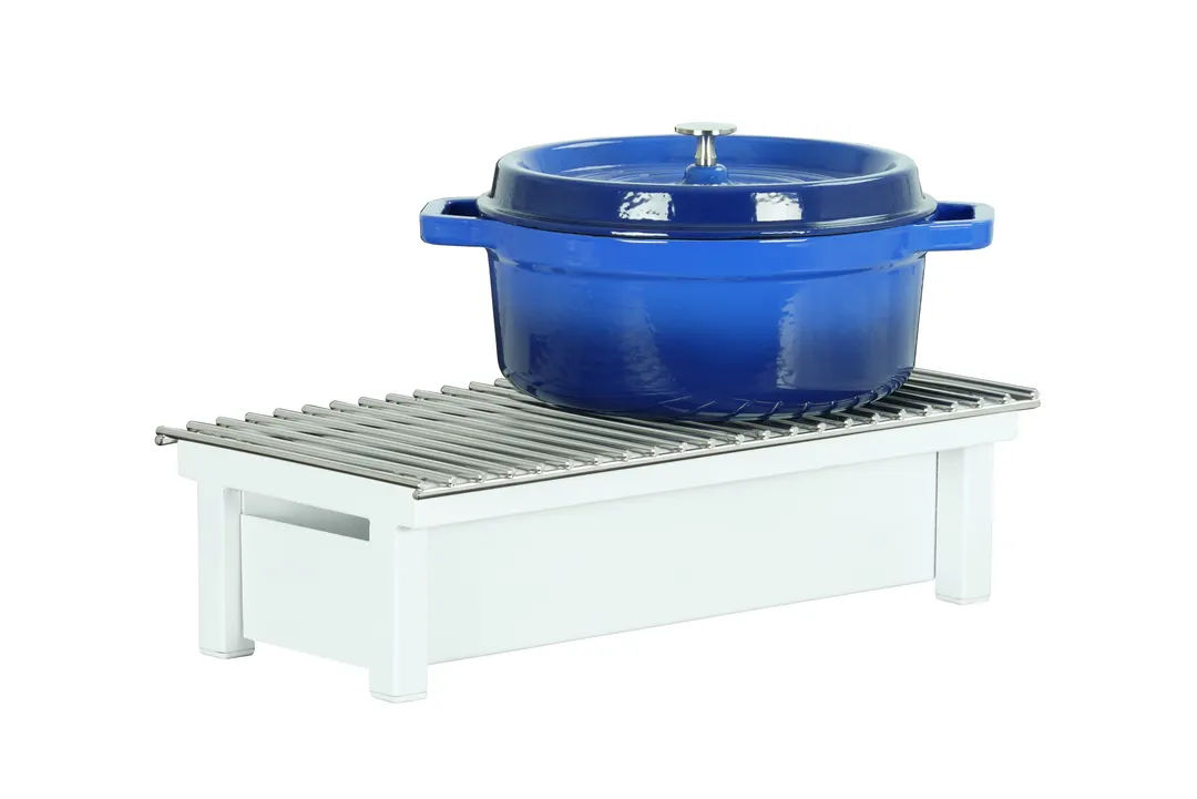 Cal-Mil 1348-22-15 Chafer Stand – Juno, 19.75" W x 10" D x 4" H, Wire Grill, Fuel Rail & Wind Guard