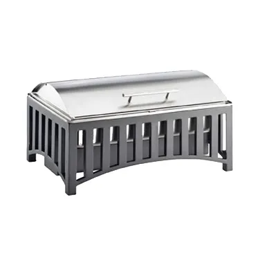 Cal-Mil 1368-13 8 Qt Rectangular SS Chafing Dish, 21.6W x 13.6D x 15.3H, Hinged Cover, Black