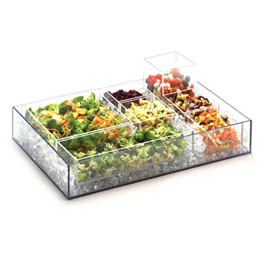 Cal-Mil 1397-12 Ice Display Tray, 7" W x 20" D x 3" H, Clear Acrylic Rectangular, BPA-Free