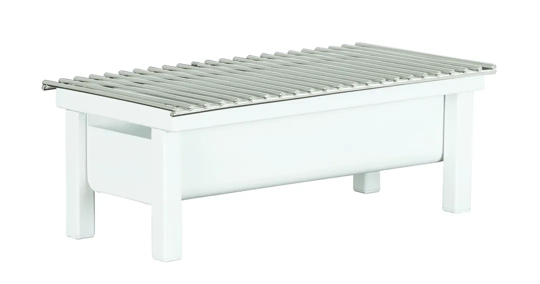 Cal-Mil 1409-22-15 Juno Chafer 19.7"W X 10"D X 7"H White Metal Wire Grill Fuel Cell Rail& Wind Guard