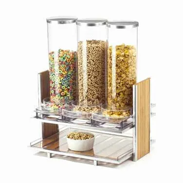 Cal-Mil 1499 Cereal Dispenser, 3 2‑Liter Acrylic Bins, Silver Frame, 18"W x 13"D x 24"H, BPA‑Free