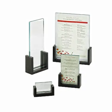 Cal-Mil 1510-46-96 Midnight Bamboo Menu/Card Holder, 4"W X 6"H, U-Frame, Acrylic Insert Base