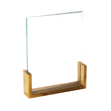 Cal-Mil 1510-811-60 Menu/Card Holder, 8.5"W x 11"H, U-Frame Acrylic Insert Bamboo Base