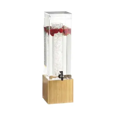 Cal-Mil 1527-3-60 Dispenser, 3‑Gallon Acrylic With Wood Base, Ice Chamber, 8¼×9¾×25¾in, BPA‑Free