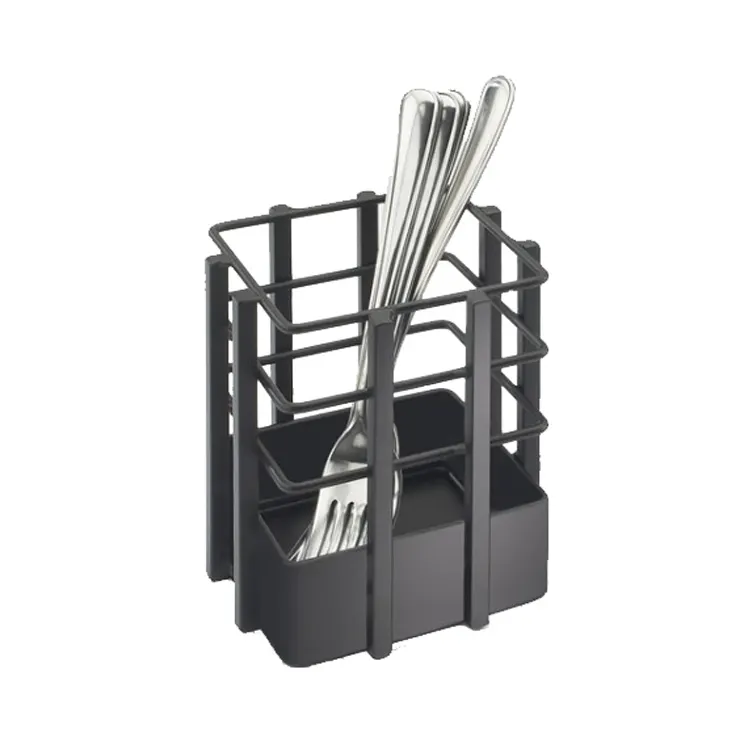 Cal-Mil 1544-13 SoHo Flatware Display, 4x4x4.5in, Single Compartment, Black Metal