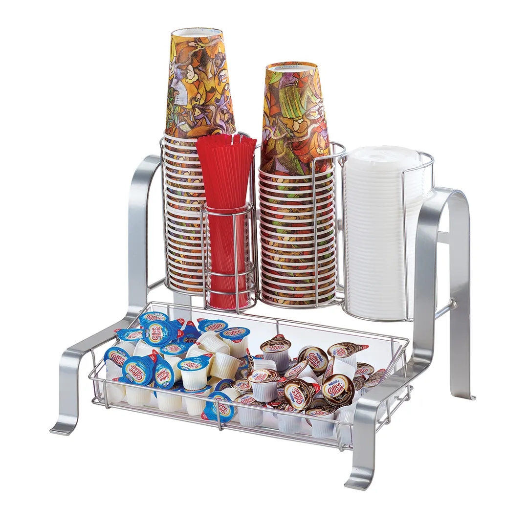 Cal-Mil 1594-74 Soho Condiment Organizer, 15.75"W X 11.75"D X 12"H (6) Compartment, Accommodates Cups/Lids Up To 3.75" Dia.