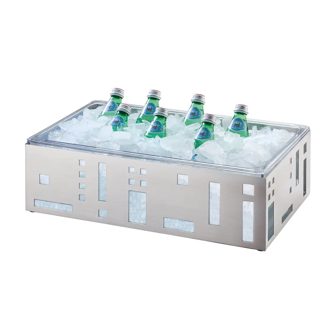 Cal-Mil 1603-12-55 Ice Housing 12½"W x 21"D x 6½"H Steel, Polycarbonate Pan, Geometric Cutouts